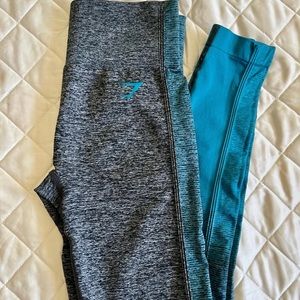 Gymshark Amplify Seamless Leggings Charcoal Black/Turquoise- Small
